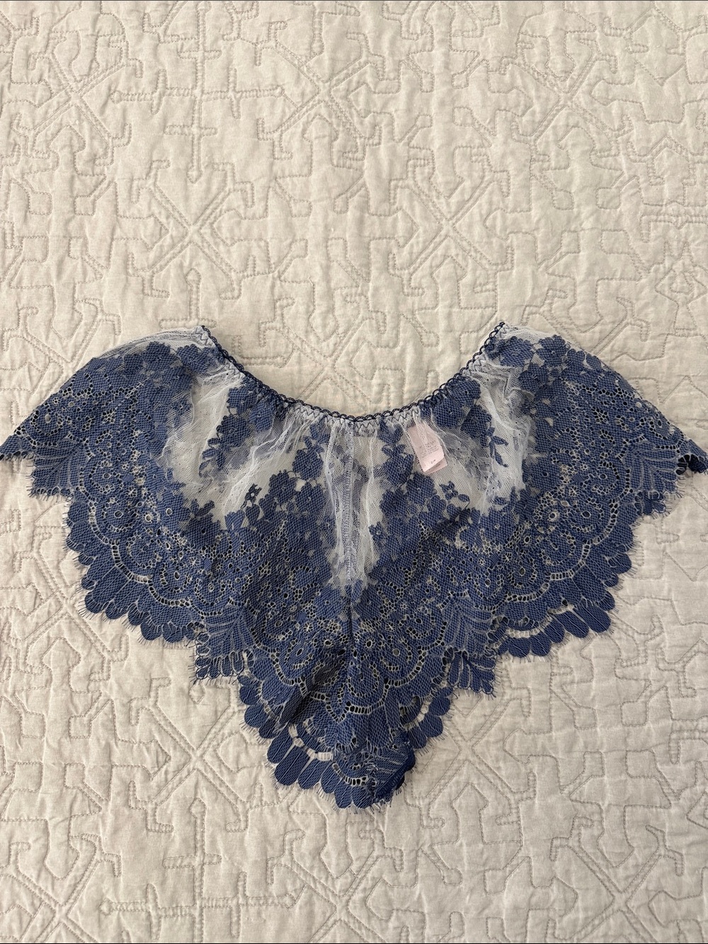 NWOT Navy Blue Lace Ruffle Trim Panty